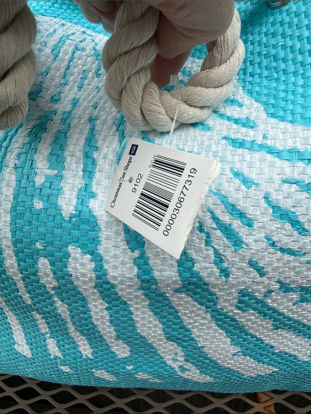 NWT Turquoise Rope-Handle Shell Tote - Picture 2 of 9